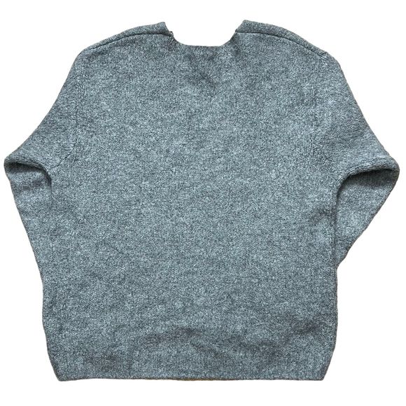 H&M Women's Gray V-Neck Long Sleeve Wool Alpaca Blend Sweater Oversized Ribbed L - Picture 5 of 7